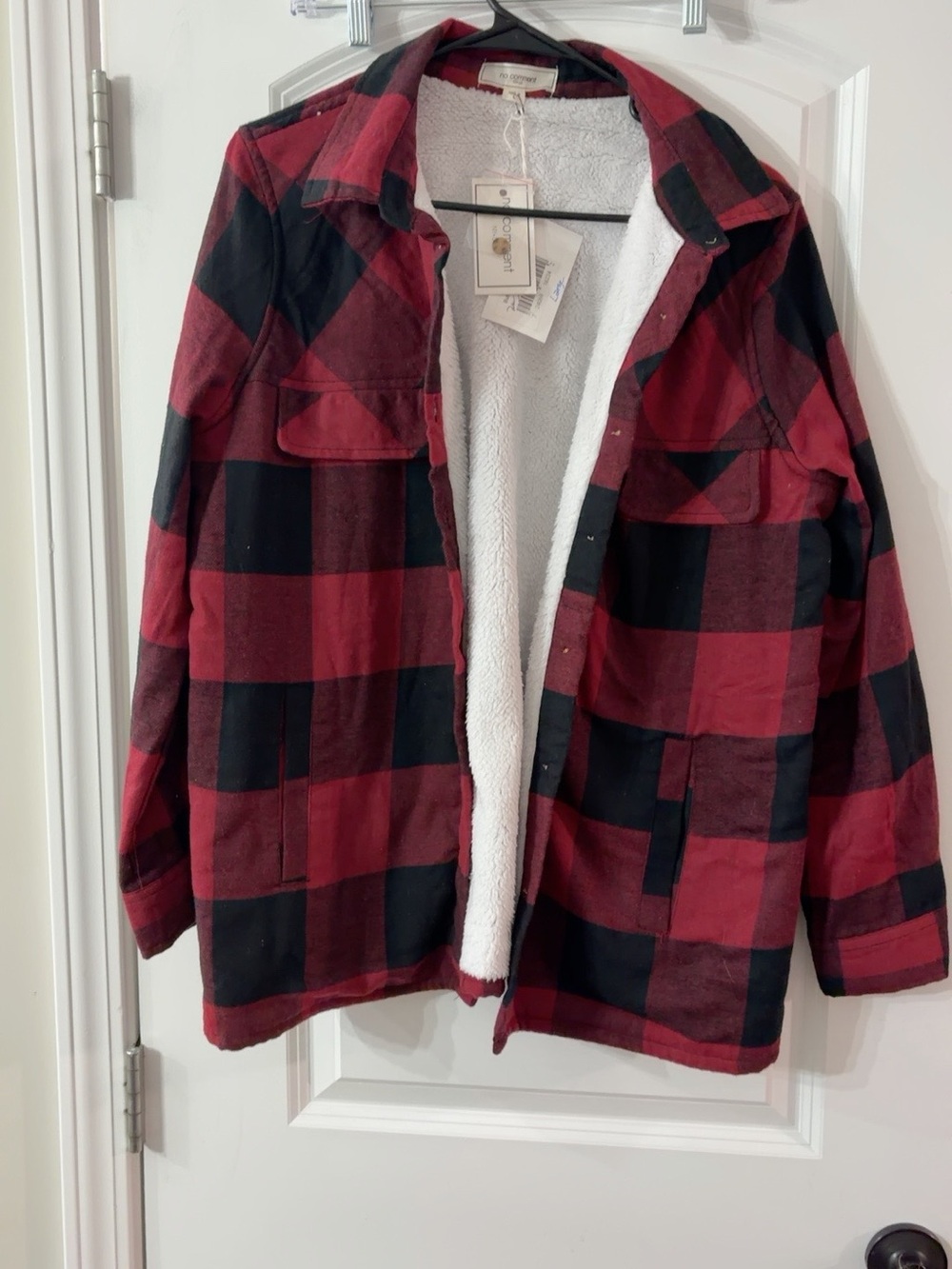 Women’s Red & Black Buffalo Plaid Sherpa-Lined Jacket